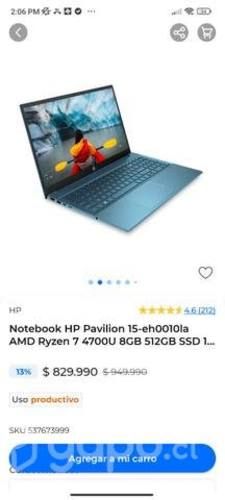 Notebook HP Pavilion 15 AMD RYZEN 7 512SSD
