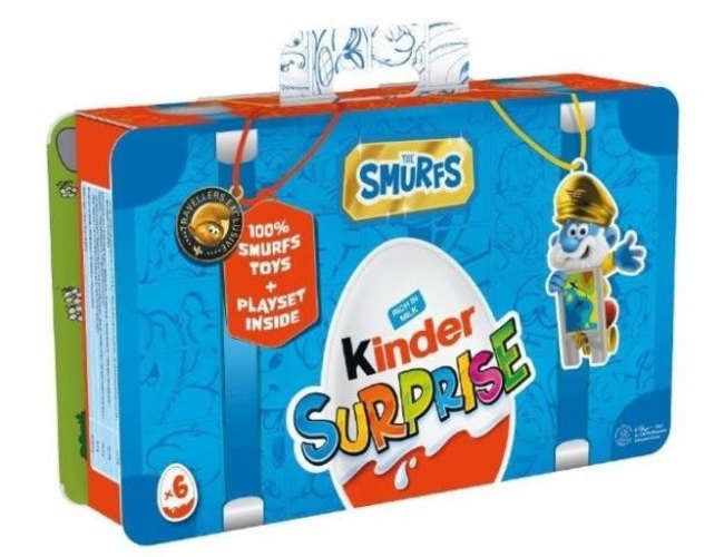 Maleta 5 huevos kínder pitufo colwccion