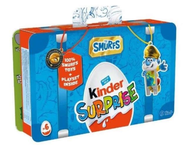 Maleta 5 huevos kínder pitufo colwccion