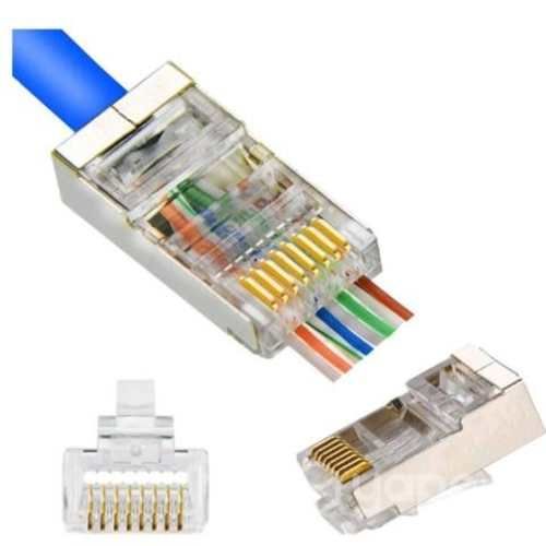 Conector rj45 cat5e ftp metalico, pass thru 10 uni