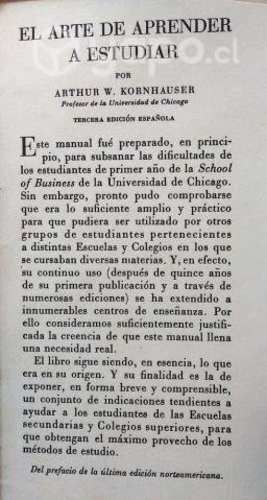 EL ARTE DE APRENDER A ESTUDIAR / A. W. Kornhauser