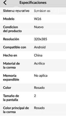 Reloj Inteligente W26 Smartwatch Bluetooth Rosado