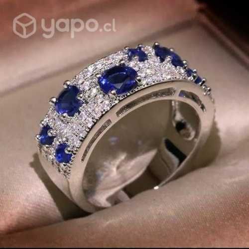 Elegante Anillo De Plata en Piedra Zafiro