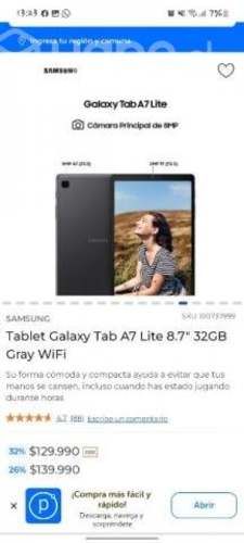 Tablet Samsung Galaxy tab A7 lite Nueva