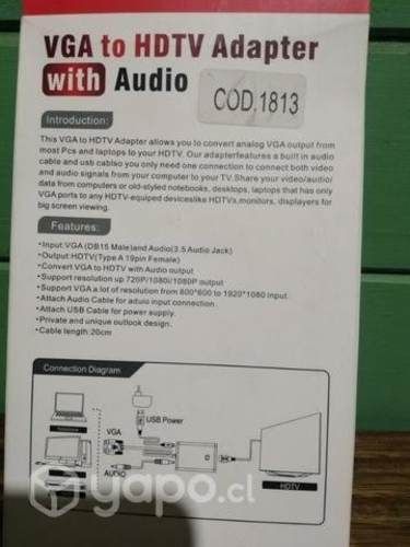 Adaptador de VGA to HDTV con audio