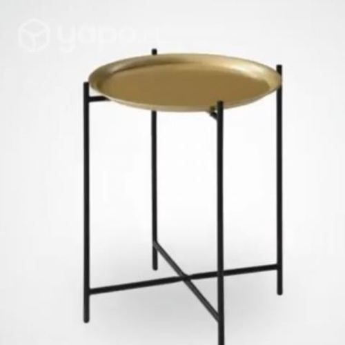 Par de Mesa lateral metálica color oro. (X2)