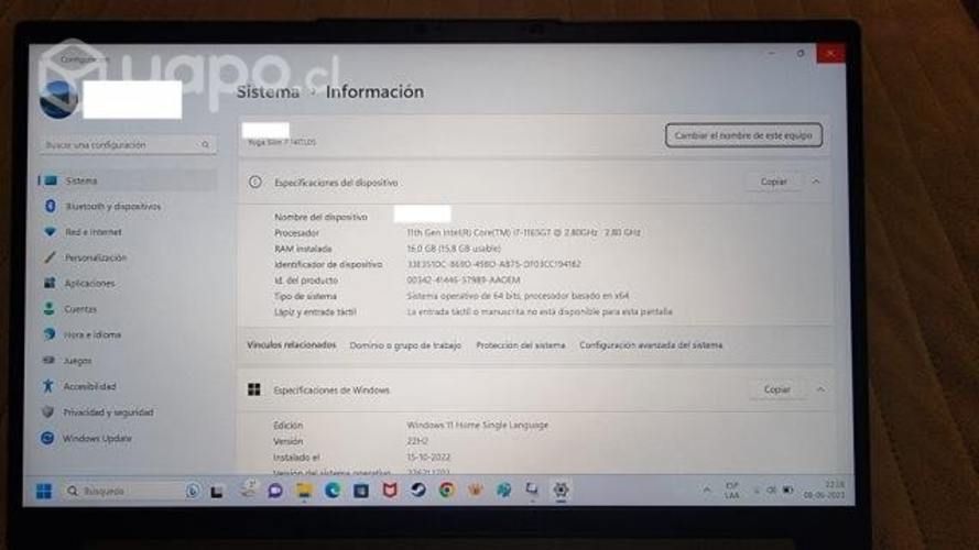 NOTEBOOK YOGA SLIM 7/ 14 PULGADAS INTEL i7 16GB RA