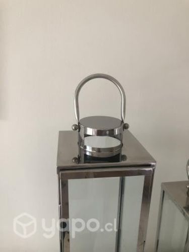 Set 2 fanales metálicos con vidrio