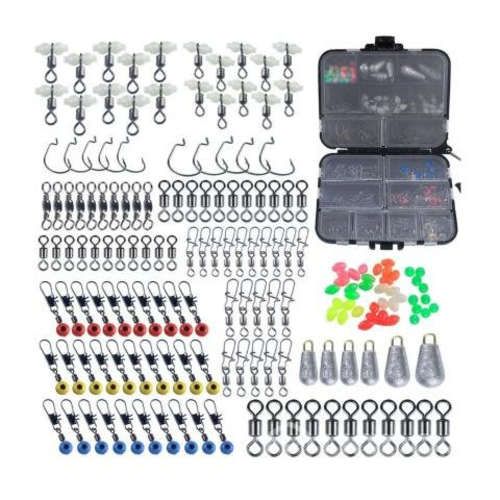 Kit 177 Accesorios Pesca Con Caja Aparejos