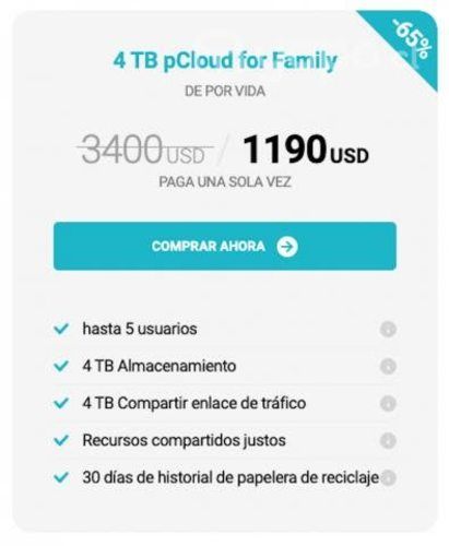 Nube tipo Google Drive 4tb de por vida 5 usuarios