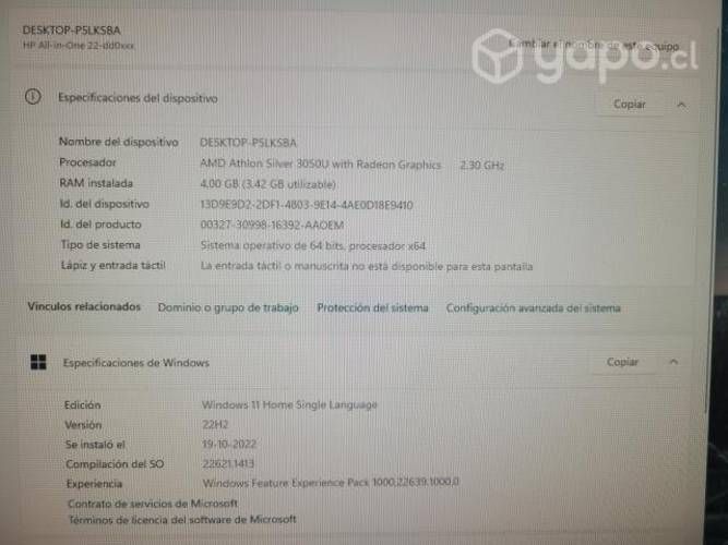 Computador HP all in One