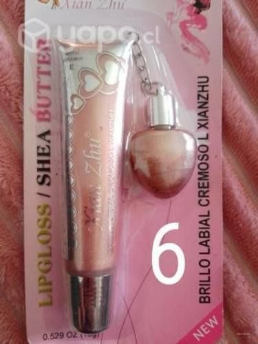 Brillo labial hermoso con mini labial de corazon