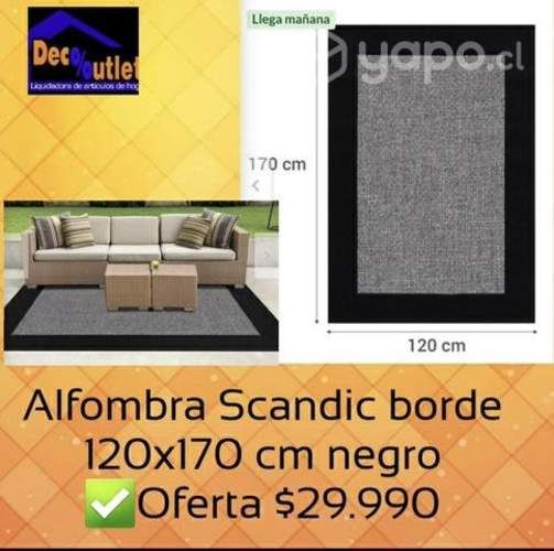 Alfombra Scandic borde 120x170 cm negro Nueva