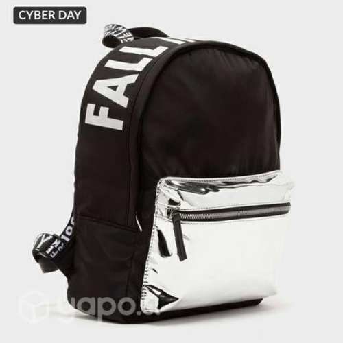 Bolso Mochila Negra Plateado Dahla