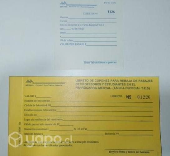 Libreta de cupones antiguos