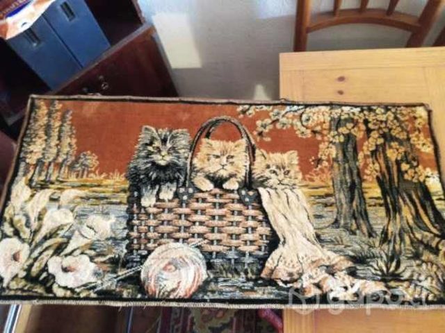 Gobelino antiguo gatitos enmarcado buen estado