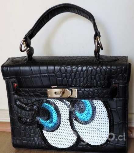 Cartera Reptil Negra con Aplicaciones Mostacillas