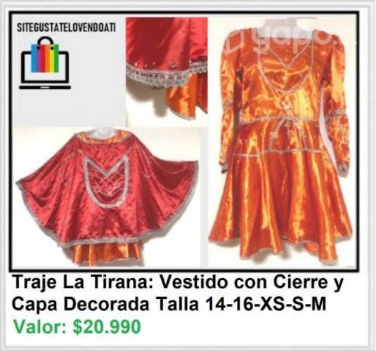 Traje Nortino La Tirana Nuevo Naranja Rojo