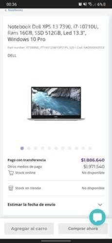 Dell XPS 13 I7-10710U 4K +Adaptador tipo-C (4 usb)