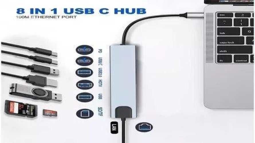 Hub 8 En 1 Adaptador Usb Tipo C / Macbook Windows