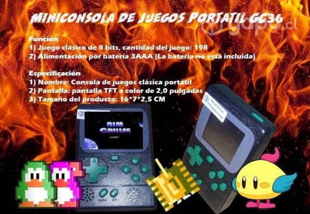 Mini Consola de juegos portátil GC36 Negro con Ver