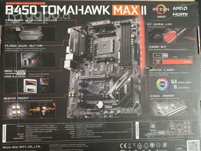 Placa madre MSI B450 Tomahawk, AMD AM4 Ryzen. ATX