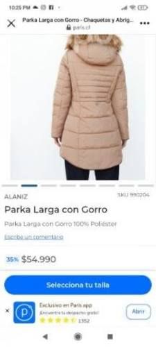 Parka beige talla S da para M casi nueva