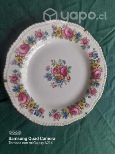 Plato decorativo inglés Wood Ivory Ware año 1880