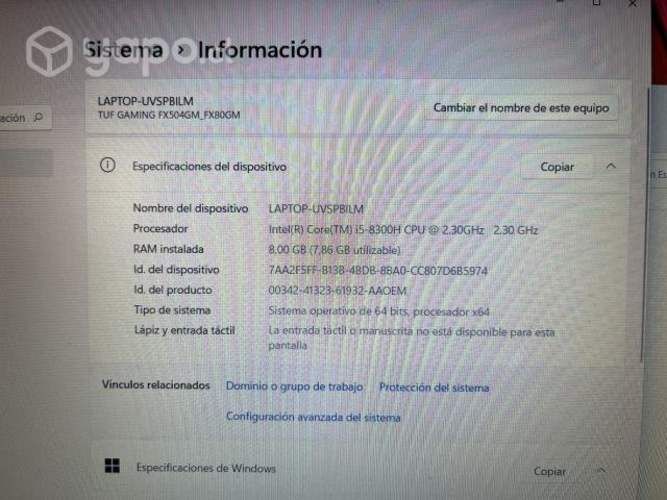 Notebook Gamer Asus TUF FX504 I5 USADO