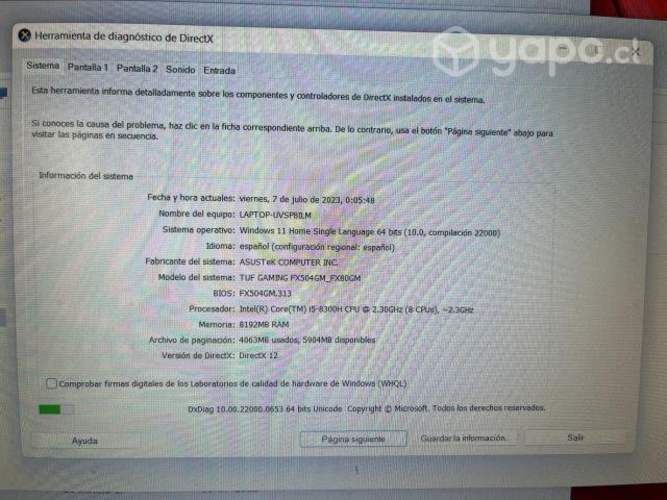 Notebook Gamer Asus TUF FX504 I5 USADO