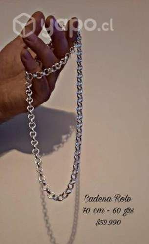 Cadena rolo plata ley 925