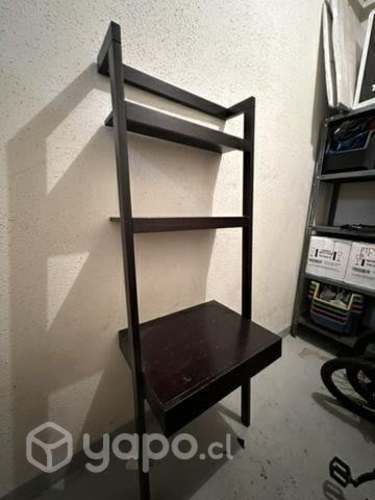 Escritorio negro Crate&Barrel estante repisa cajon mesa