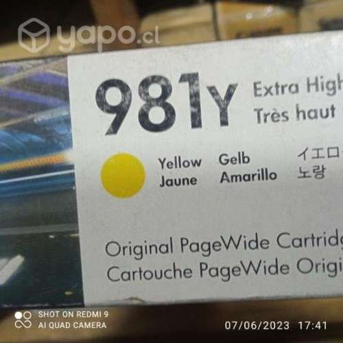Tinta HP 981y Yellow original de alta