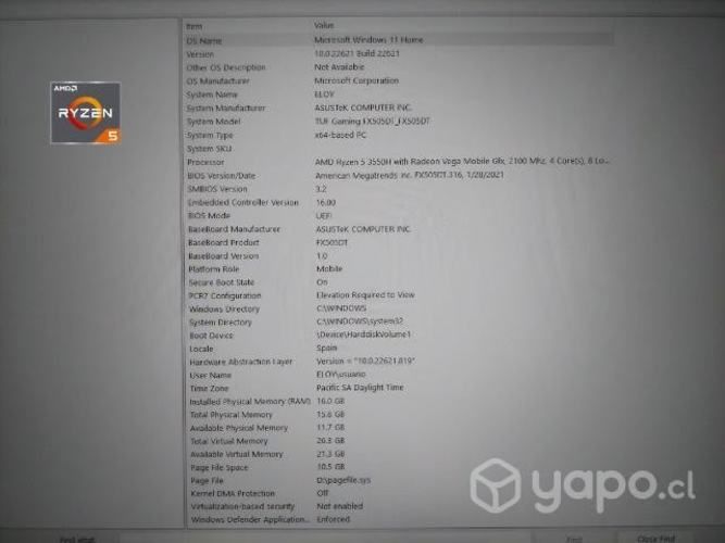 Asus Gaming FX505DT Ryzen 5-3550H NVIDIA 1650
