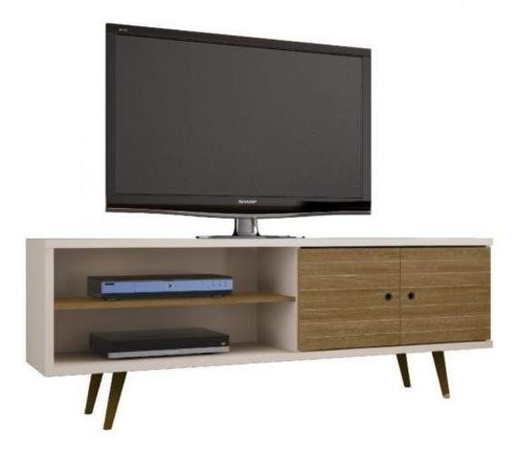 Rack Tv 70 Pulgadas Blanco Y Canela Lucas