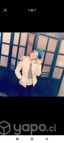 Parka blanca Gorro cierres mujer talla S