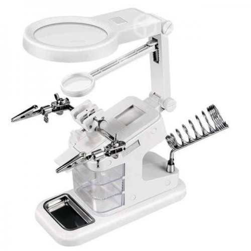 Tercera Mano Con Doble Lupa 10 Led, Para Cautin