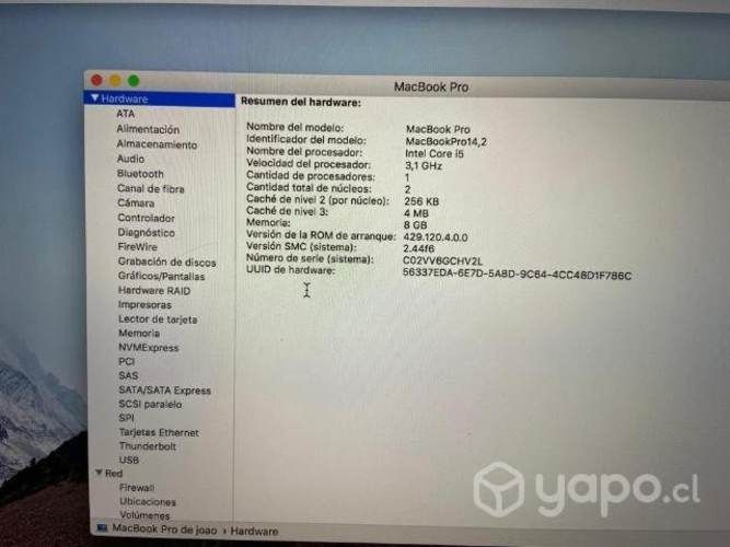 Computador macbook 14,2 2017 info en las fotos