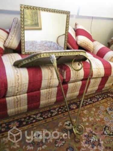 Antiguo Arrimo De Palacio Bronce Marmol Espejo