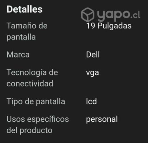 MONITOR DELL E1910Hc LCD 19 pulgadas