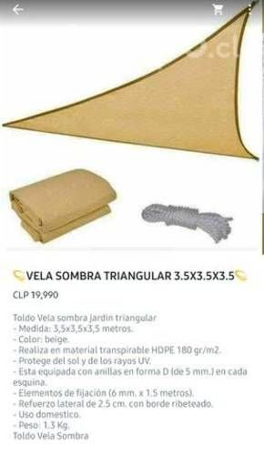 Vela de sombra triangular 3.5x3.5x3.5