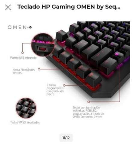 Teclado Gamer HP OMEN Sequencer Óptico Mecánico