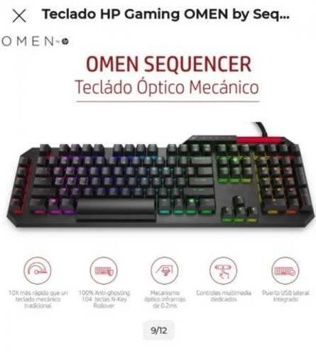 Teclado Gamer HP OMEN Sequencer Óptico Mecánico
