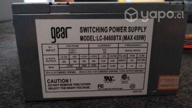 Fuente Generica sin uso 450W 24 Pines mATX