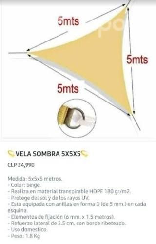 Vela de sombra 5x5x5