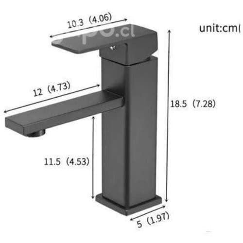 Llave Monomando Lavamanos Cuadrada Negro Mate