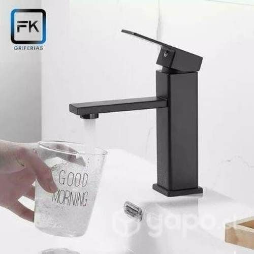 Llave Monomando Lavamanos Cuadrada Negro Mate