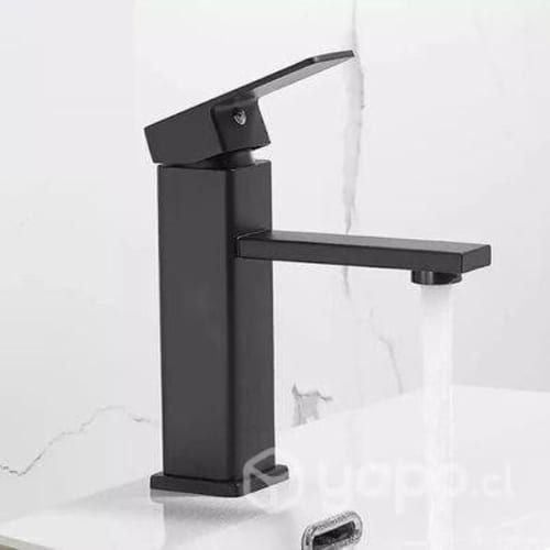 Llave Monomando Lavamanos Cuadrada Negro Mate