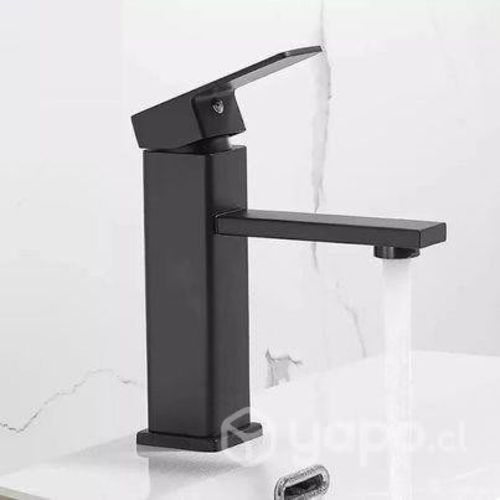 Llave Monomando Lavamanos Cuadrada Negro Mate