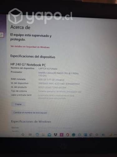 Notebook HP 240G7/ Intel inside.